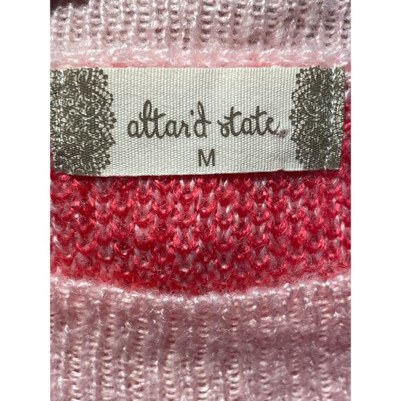 Altar’d State Sweater Womens Medium Pink Smiley Face Y2K Oversized Crewneck LS - Picture 3 of 6
